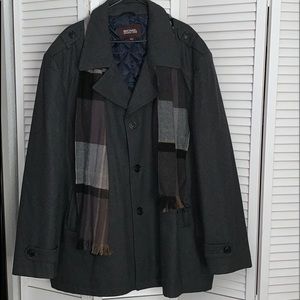 Michael Kors Men's Dark Gray Wool Coat w/Scarf